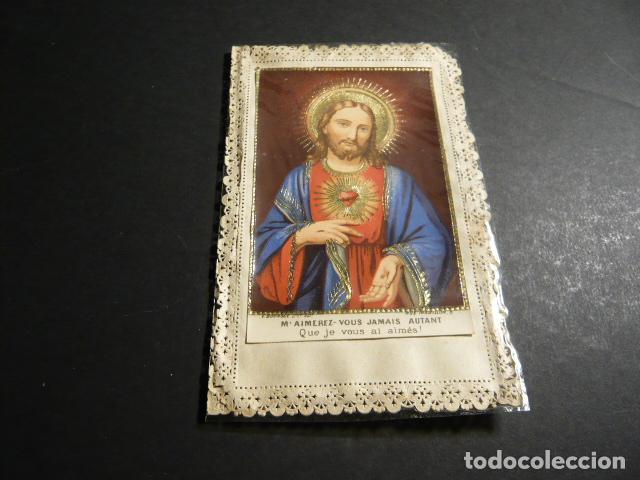 Postcards: SAGRADO CORAZON DE JESUS ANTIGUA ESTAMPA CALADA PUNTILLA CANIVET SIGLO XIX
