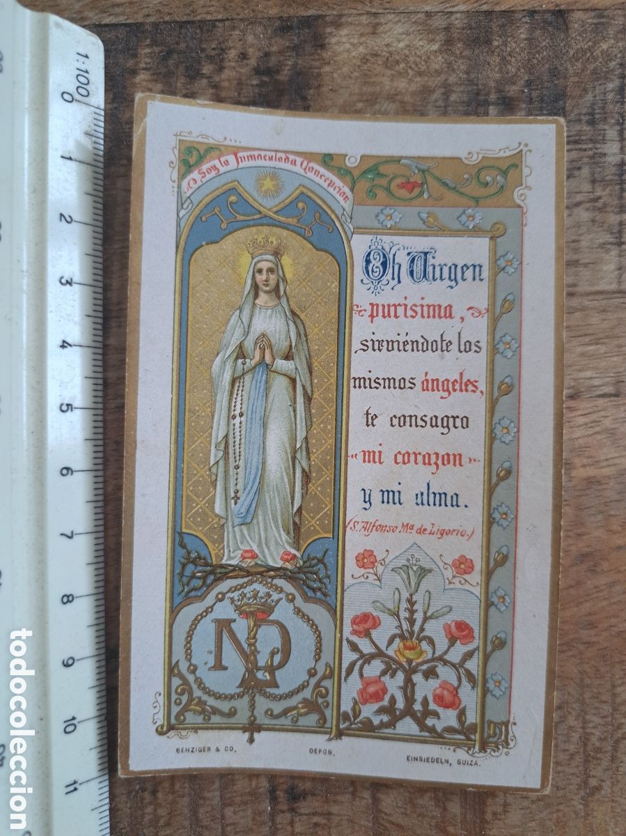 Postales: Jml Estampa dorada Benziger Depos Einsiedeln Suiza Virgen Purisima, Alfonso Ligorio