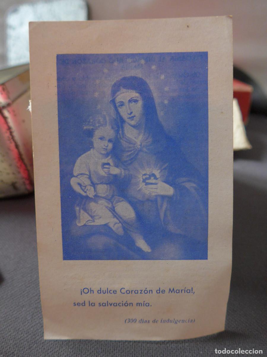 Postales: ESTAMPA RECORDATORIO DE LA PLEGARIA AL INMACULADO CORAZON DE MARIA