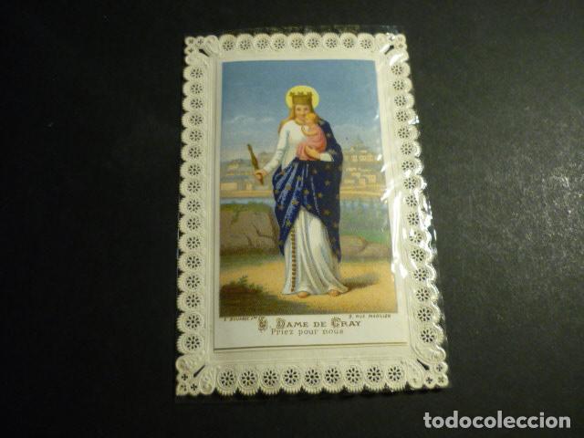 Cartoline: NUESTRA SE&Ntilde;ORA DE GRAY ANTIGUA ESTAMPA CALADA PUNTILLA CANIVET SIGLO XIX