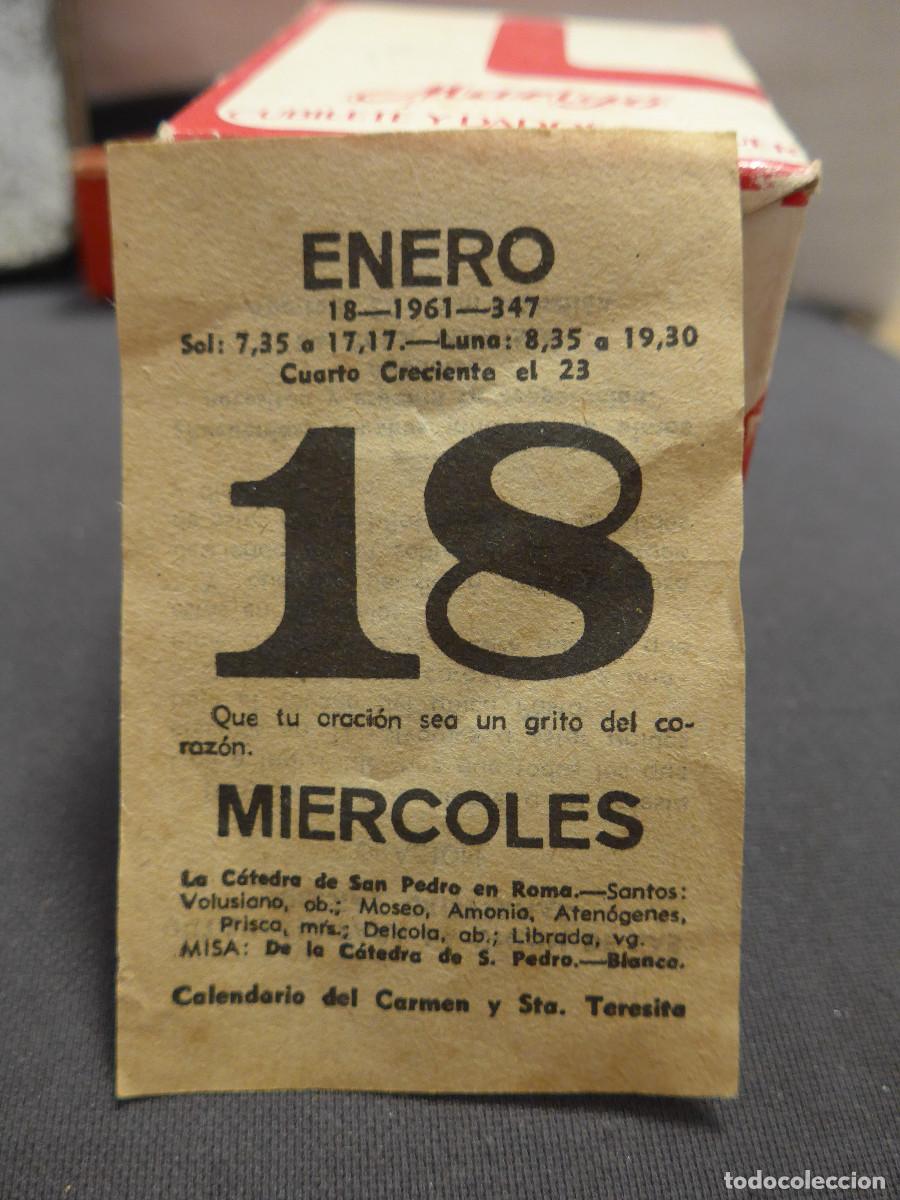 Postales: HOJA DEL CALENDARIO DEL CARMEN Y SANTA TERESITA 18 ENERO DE 1961