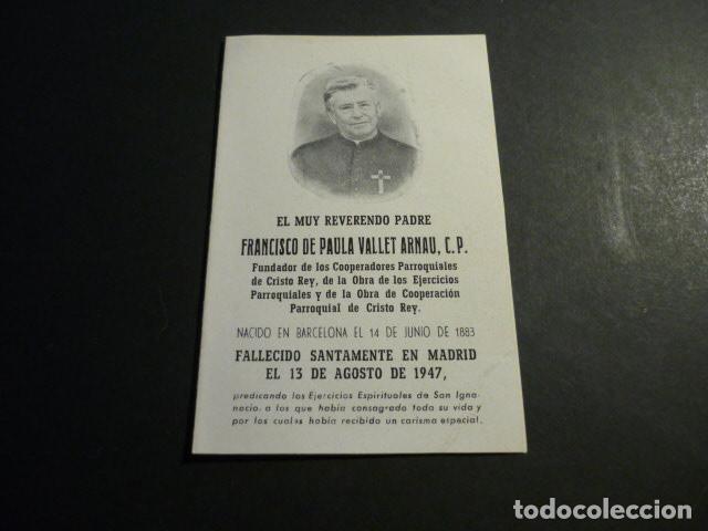 Cartoline: RECORDATORIO DEFUNCION PADRE FRANCISCO DE PAULA VALLET ARNAU