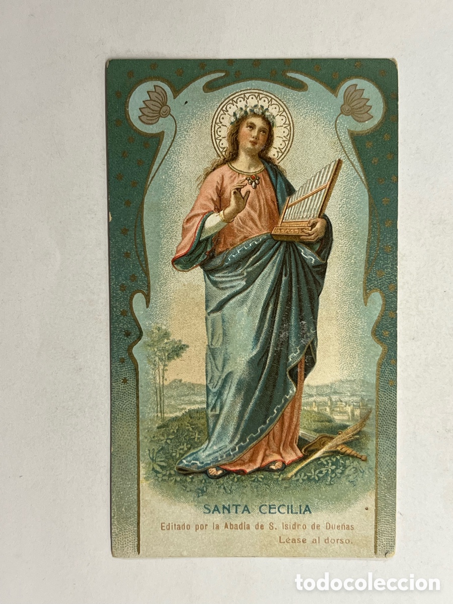 Postales: SANTA CECILIA. Editado por la Abadia de S. Isidro de Due&ntilde;as (Palencia) Recuerdo del Monasterio