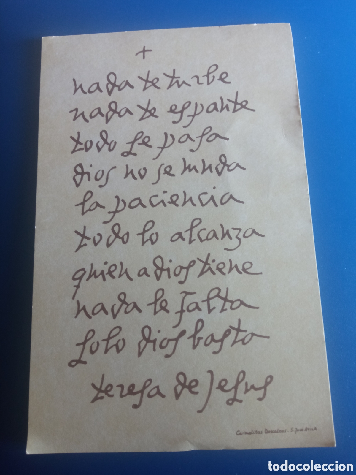 Postales: Tarjeta con pensamiento de Santa Teresa de Jes&uacute;s de &Aacute;vila