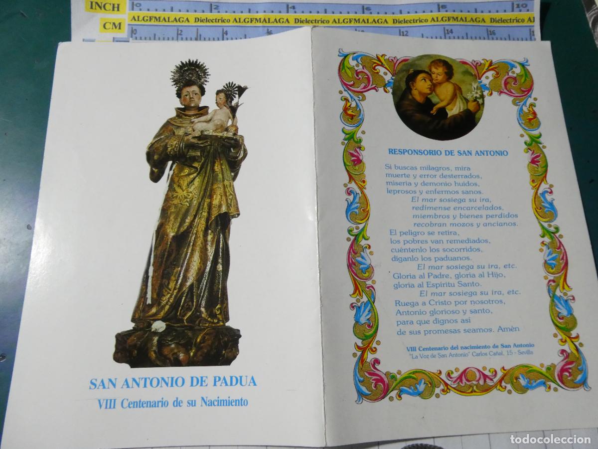Postcards: RECORDATORIO RELIGIOSO SEMANA SANTA. SEVILLA 1985 SAN ANTONIO PADUA VIII CENTENARIO NACIMIENTO. A401
