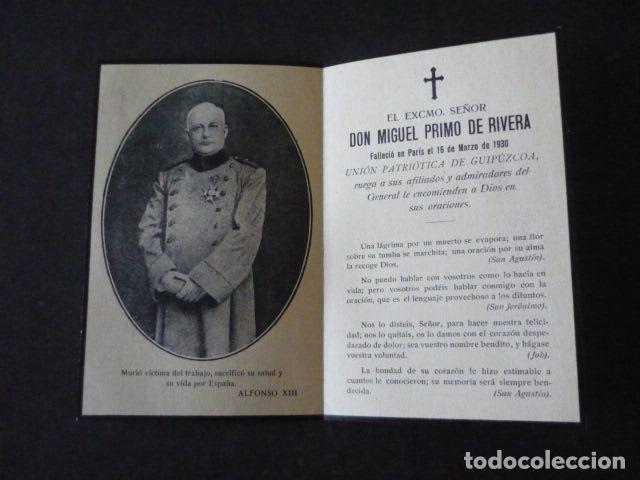 Postales: RECORDATORIO DEFUNCION MIGUEL PRIMO DE RIVERA 1930 UNION PATRIOTICA DE GUIPUZCOA