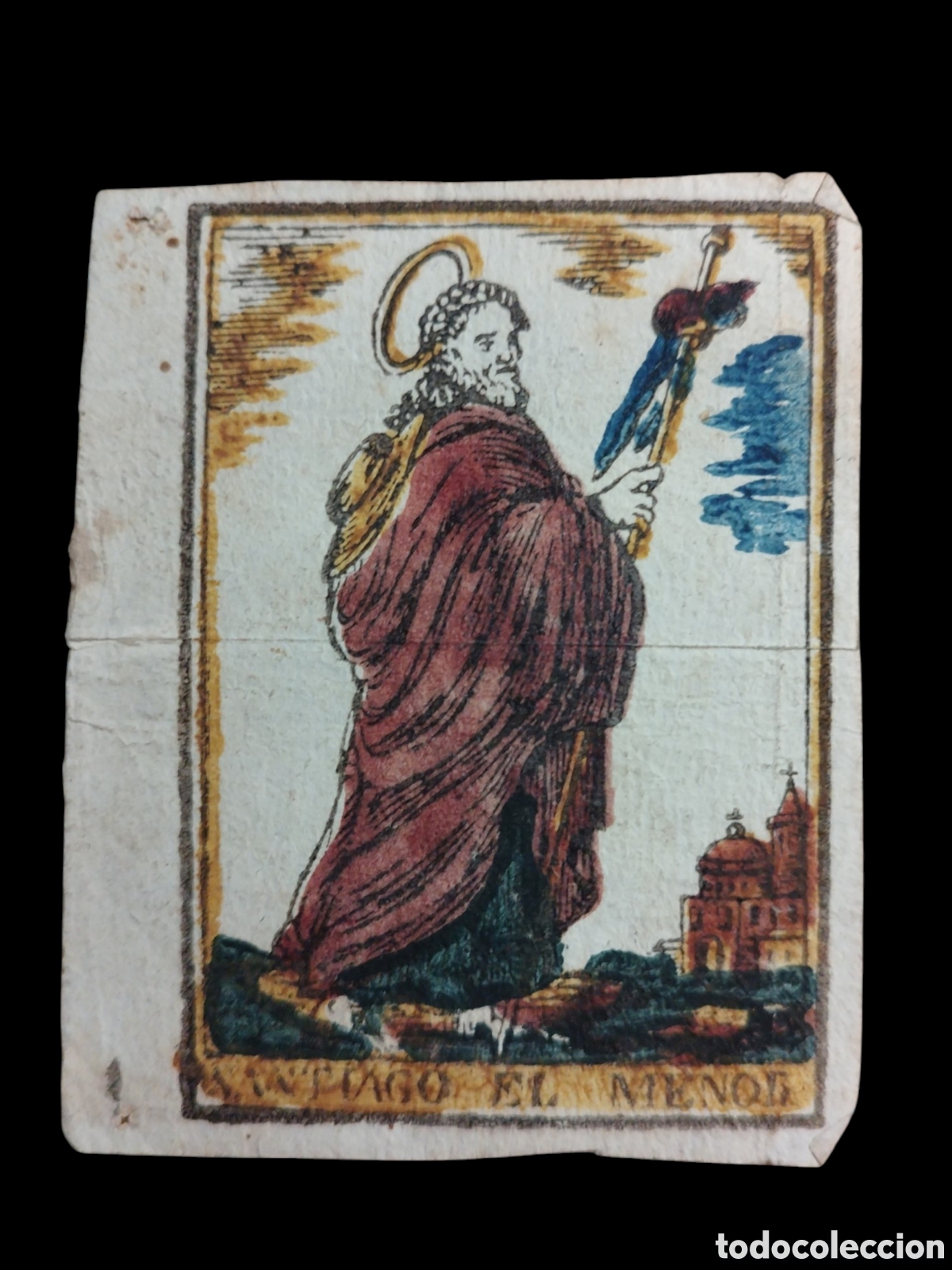 Postais: ESTAMPA O GRABADO COLOREADO DE SANTIAGO EL MENOR SIGLOS XVIII - XIX