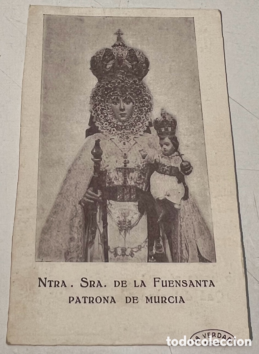 Postales: Estampa Religiosa. Nuestra Se&ntilde;ora de la Fuensanta. Patrona de Murcia. Mid-Century.