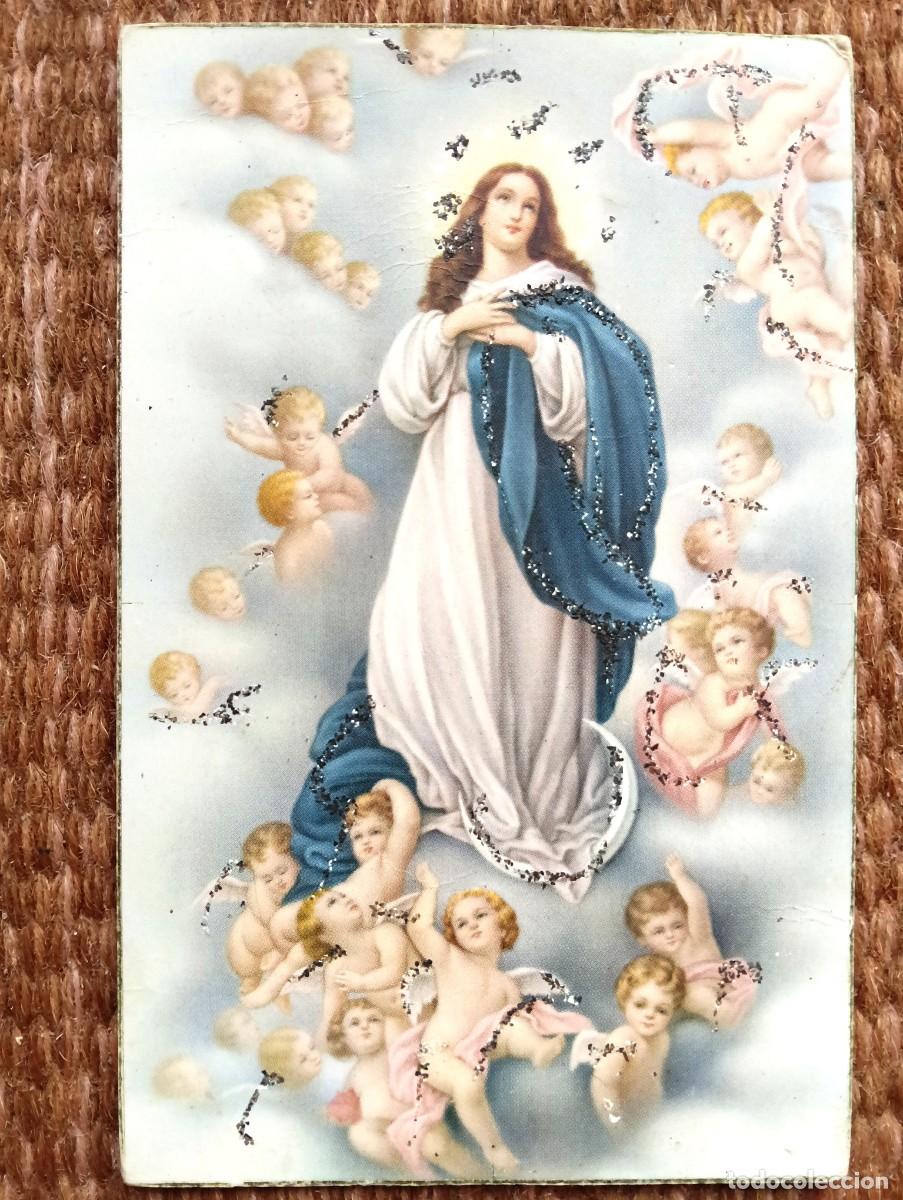 Postales: POSTAL de la Inmaculada Concepci&oacute;n. La Virgen Mar&iacute;a rodeada de numerosos QUERUBINES Y ANGELES