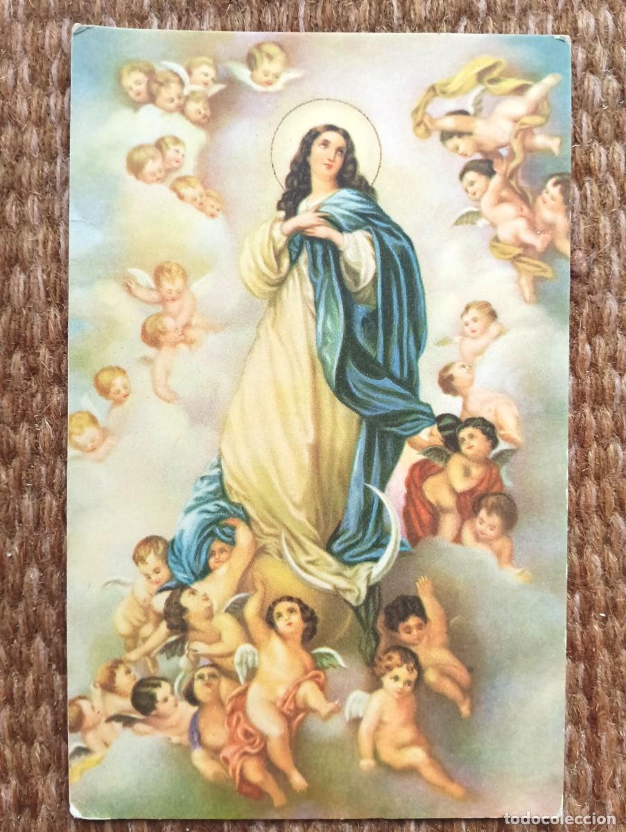 Postales: POSTAL de la Inmaculada Concepci&oacute;n. La Virgen Mar&iacute;a rodeada de numerosos QUERUBINES Y ANGELES