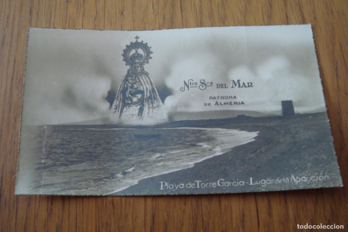 Postales: ANTIGUA ESTAMPA RELIGIOSA VIRGEN DEL MAR ALMERIA. PLAYA TORRE GARCIA LUGAR DE APARICION