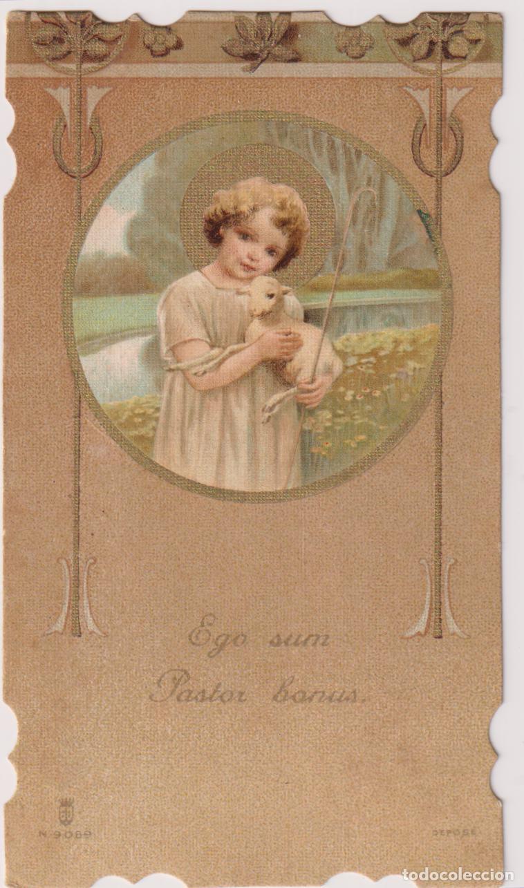 Postales: ANTIGUA ESTAMPA TROQUELADA EGO SUM PASTOR BONUS - DEPOS&Eacute; 9089 - DORSO EN BLANCO