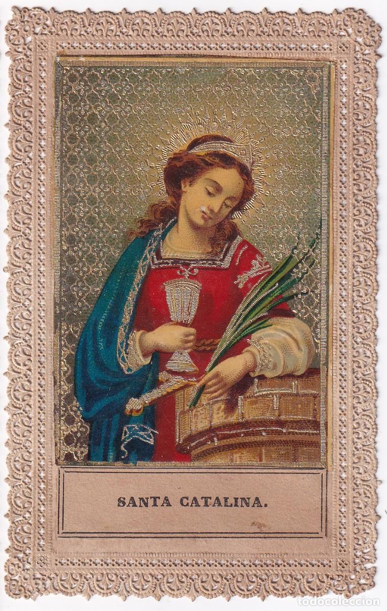 Postales: ESTAMPILLA RELIGIOSA DE PUNTILLA DE SANTA CATALINA (una esquina esta medio rota)