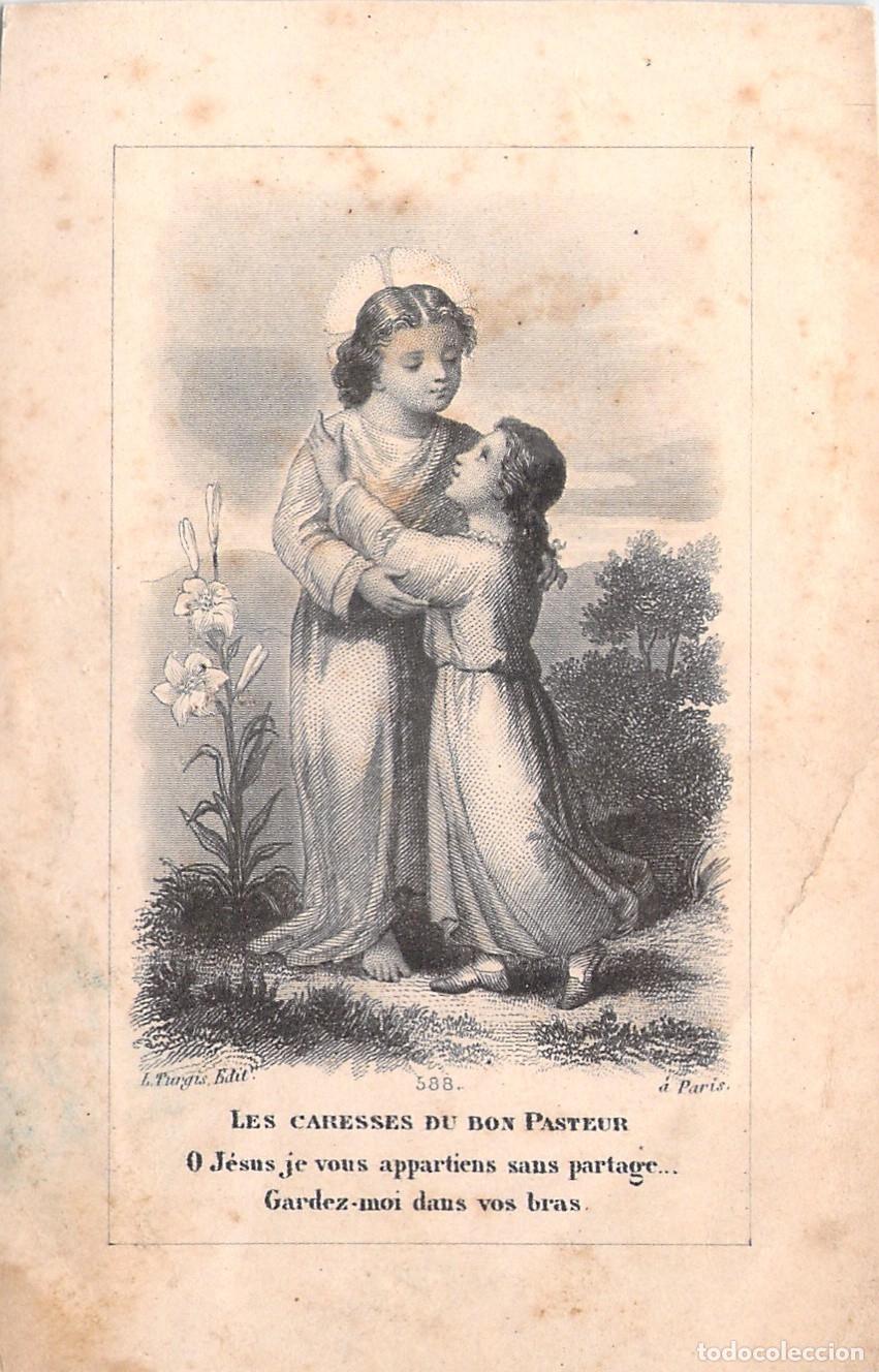 Postales: Estampa Antigua de Devoci&oacute;n Las Caricias del Buen Pastor J. Turgis