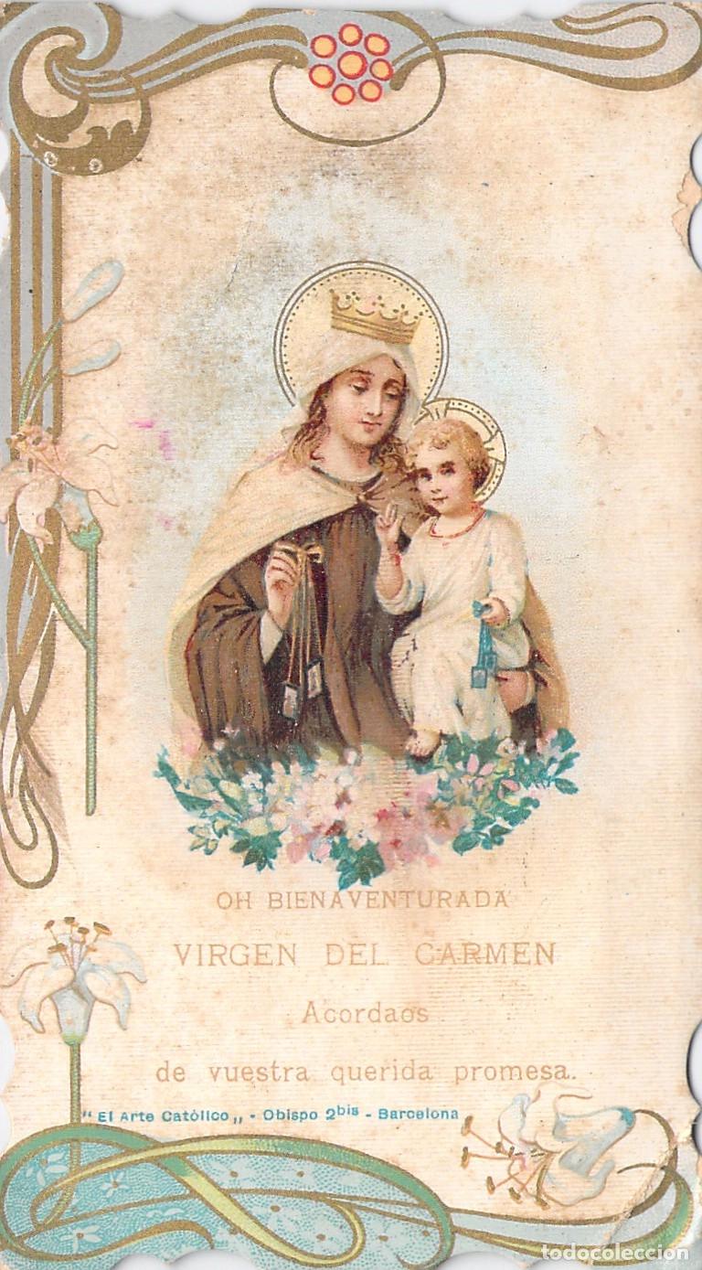 Postales: Estampa Ilustrada de la Virgen del Carmen, El Arte Cat&oacute;lico Barcelona