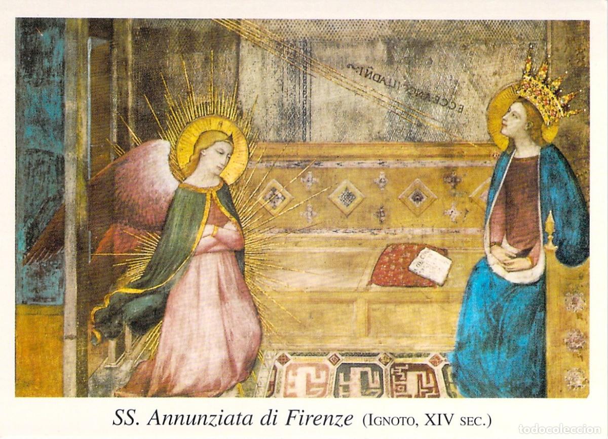 Postkarten: Estampa de la Anunciaci&oacute;n de Florencia con Oraci&oacute;n Regina Coeli