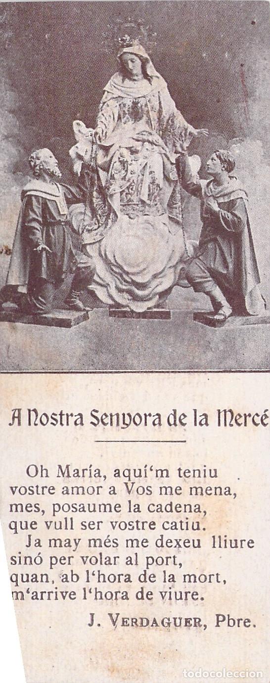 Postales: Estampa Religiosa Virgen de la Merced con Poema de Jacint Verdaguer