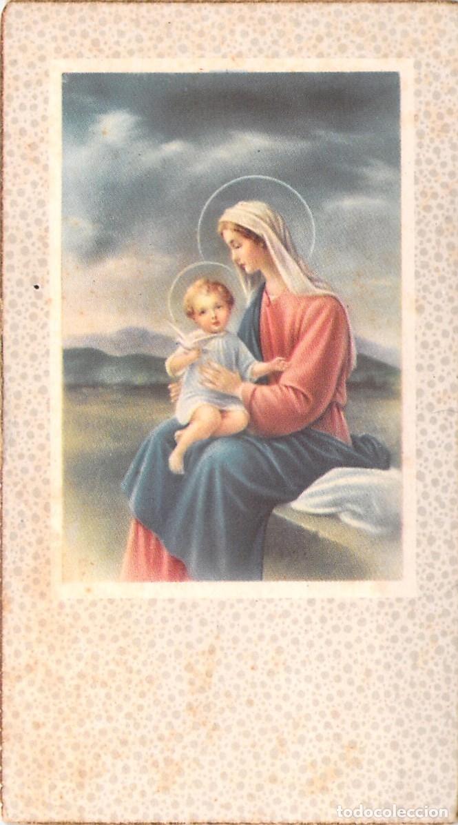 Postales: Estampa de Primera Comuni&oacute;n con Imagen de la Virgen Mar&iacute;a y el Ni&ntilde;o