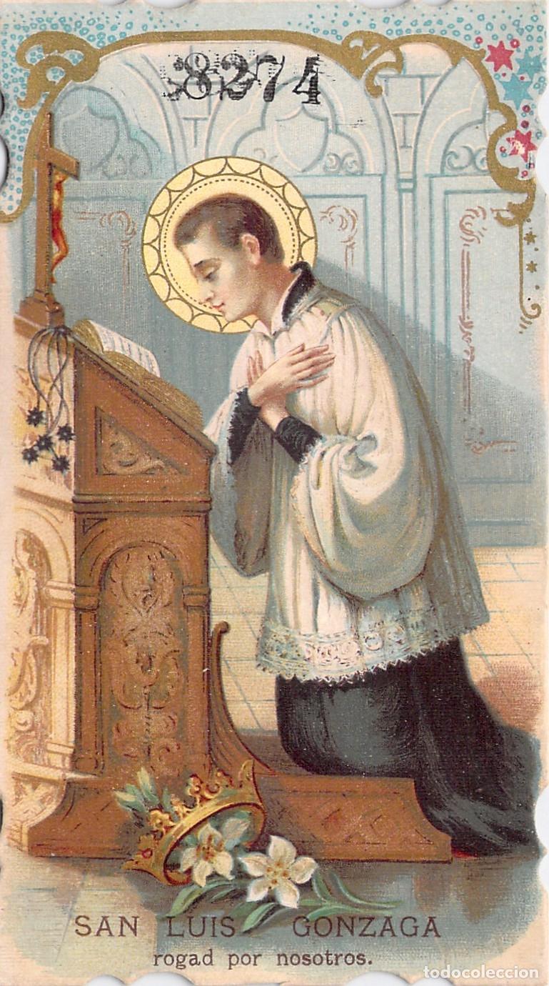Postales: Estampa Estampita de San Luis Gonzaga con Oraci&oacute;n