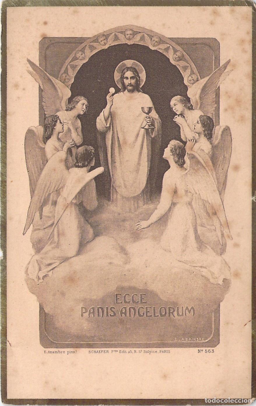 Postales: Estampa Religiosa de Jesucristo con &Aacute;ngeles Ecce Panis Angelorum
