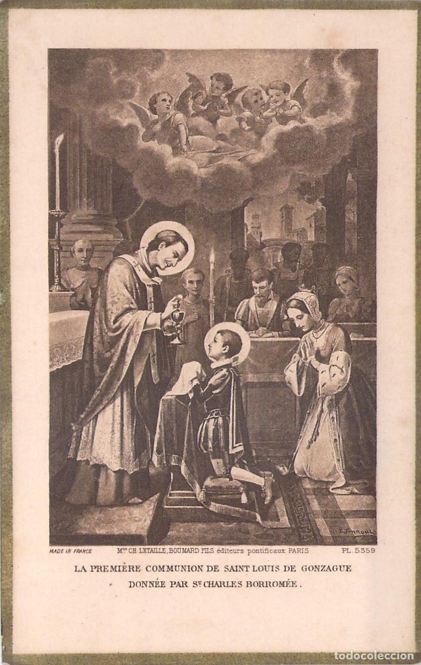 Postales: Estampa de la Primera Comuni&oacute;n de San Luis de Gonzaga por San Carlos Borromeo
