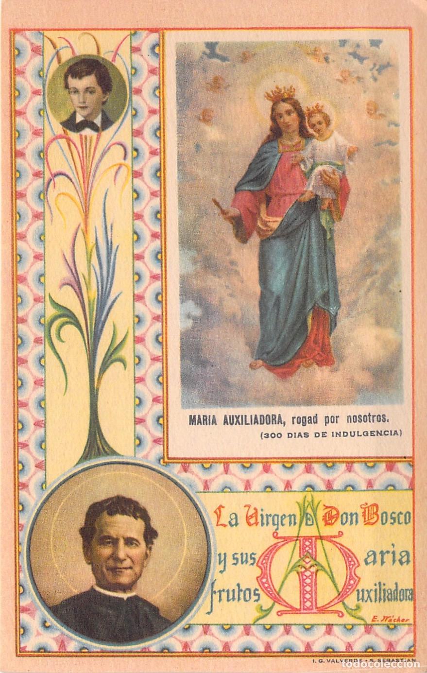 Postales: Estampa de la Virgen Mar&iacute;a Auxiliadora y San Juan Bosco