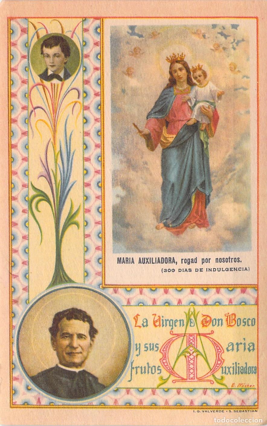 Postales: Estampa Religiosa de Mar&iacute;a Auxiliadora y San Juan Bosco