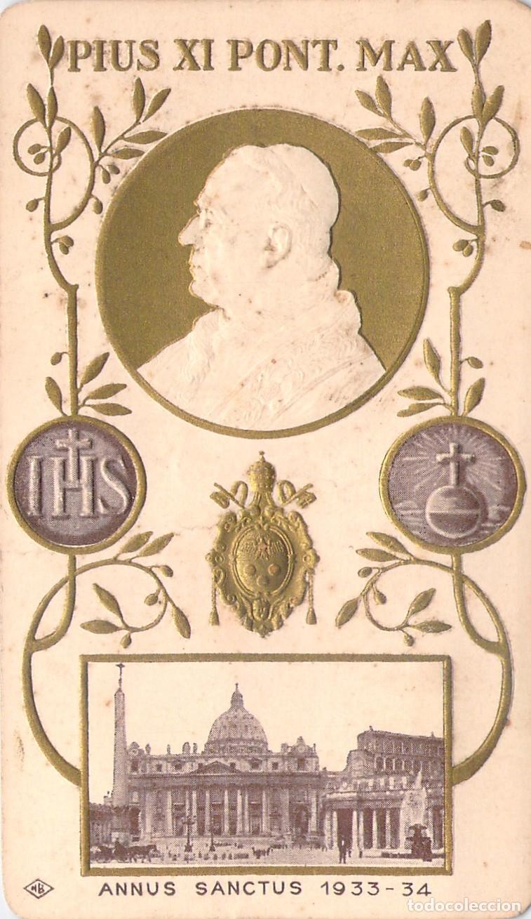 Postales: Estampa en relieve del Papa P&iacute;o XI y Bas&iacute;lica de San Pedro