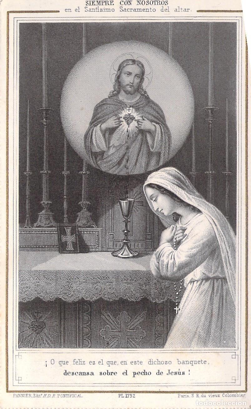Postales: Estampa Religiosa del Sagrado Coraz&oacute;n de Jes&uacute;s y Oraci&oacute;n de Comuni&oacute;n