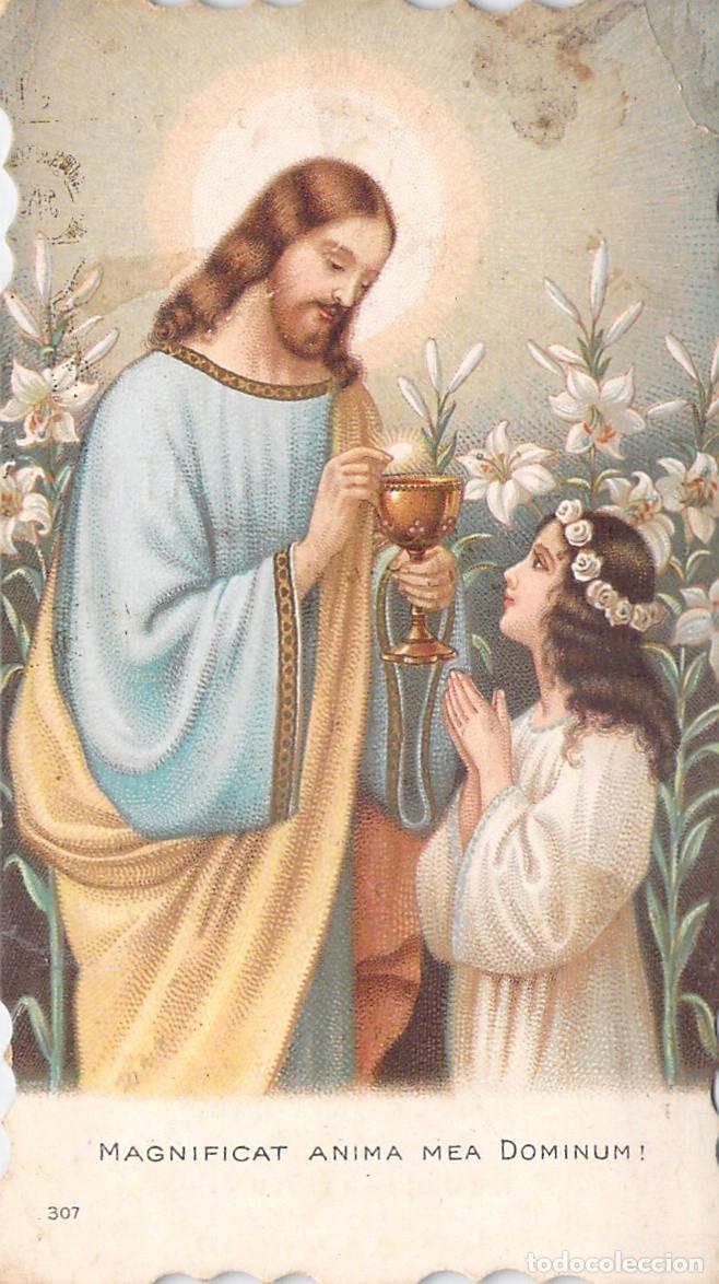 Postales: Estampa de Primera Comuni&oacute;n Jesucristo y Ni&ntilde;a Sant Andreu de Palomar