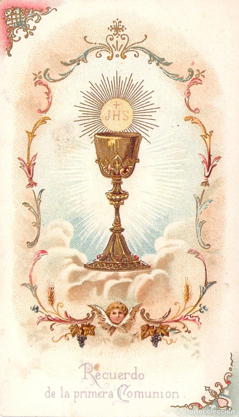 Postales: Estampa de Recuerdo de Primera Comuni&oacute;n C&aacute;liz y &Aacute;ngel