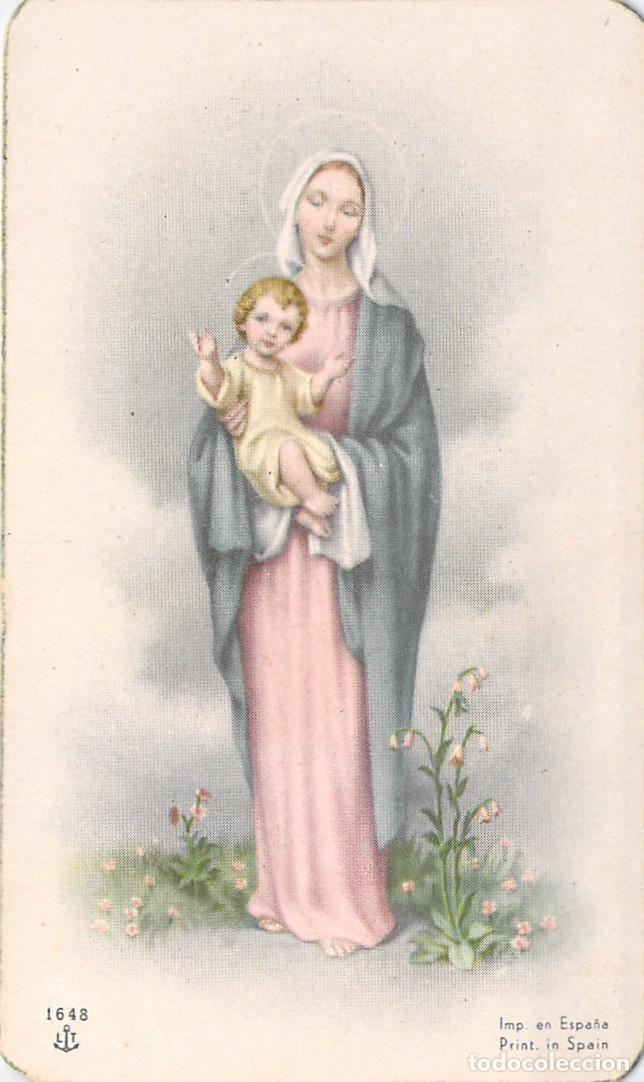 Postales: Estampa de Primera Comuni&oacute;n con Virgen Mar&iacute;a y Ni&ntilde;o Jes&uacute;s
