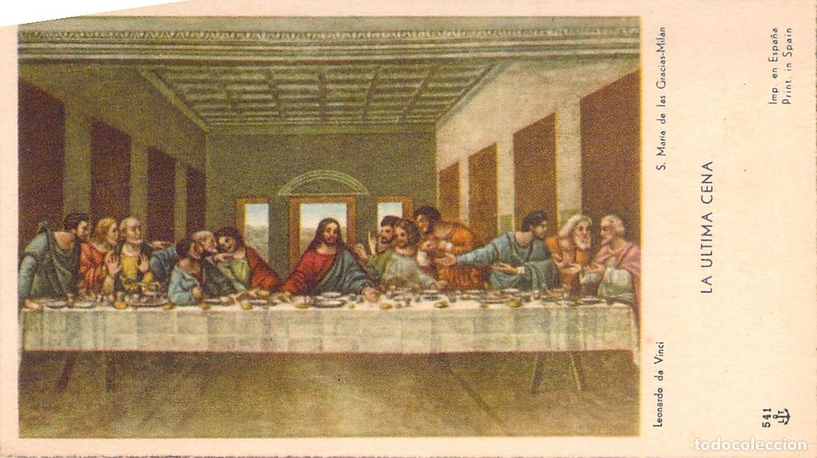 Postales: Estampa Recuerdo de Primera Comuni&oacute;n La &Uacute;ltima Cena Barcelona