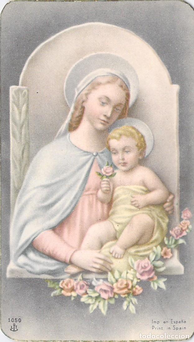 Postales: Estampa Recordatorio de Primera Comuni&oacute;n Virgen con Ni&ntilde;o