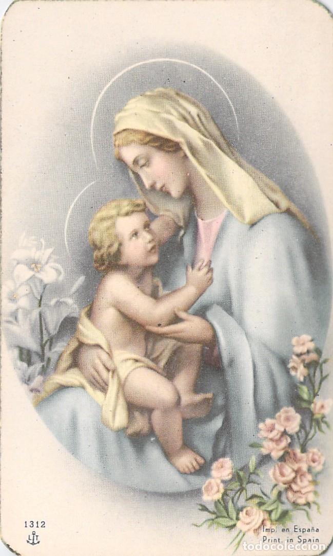 Postales: Estampa de Primera Comuni&oacute;n Virgen con Ni&ntilde;o Jes&uacute;s