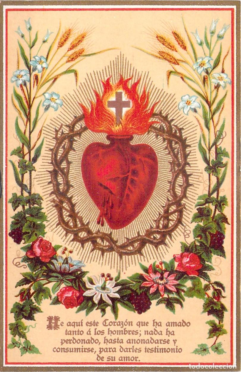 Postales: Estampa Sagrado Coraz&oacute;n de Jes&uacute;s y Promesas a Margarita Mar&iacute;a Alacoque