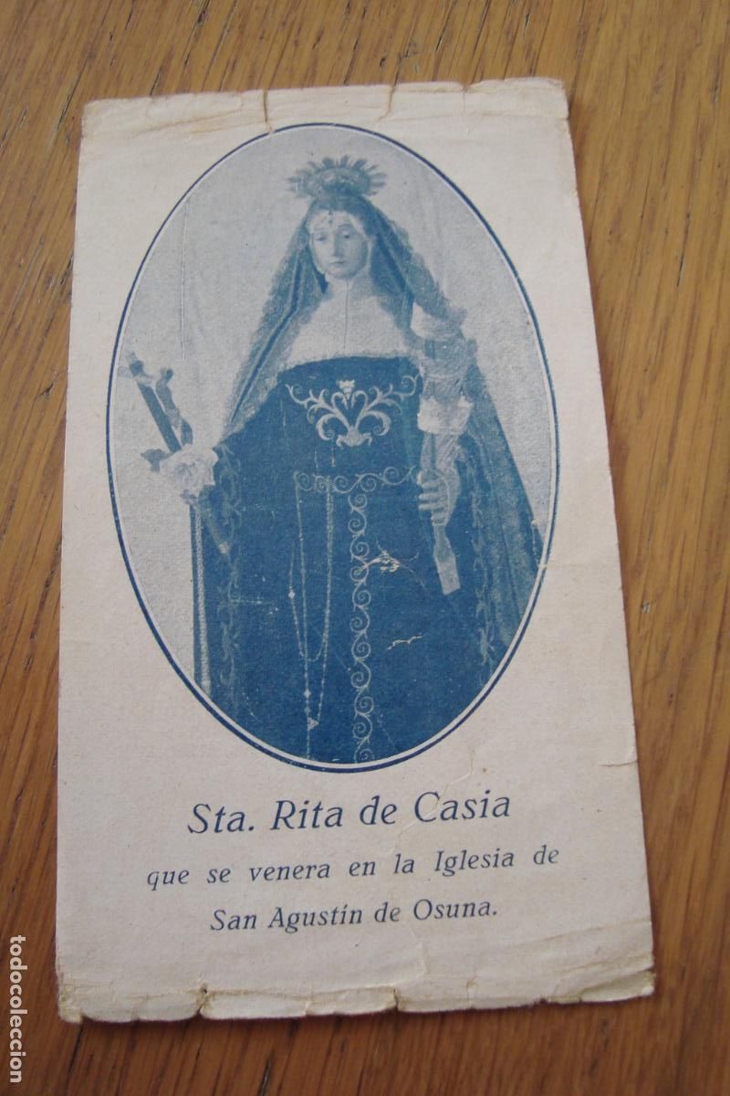 Postales: ANTIGUA ESTAMPA RELIGIOSA ORACION SANTA RITA CASIA. IGLESIA SAN AGUSTIN OSUNA 1906