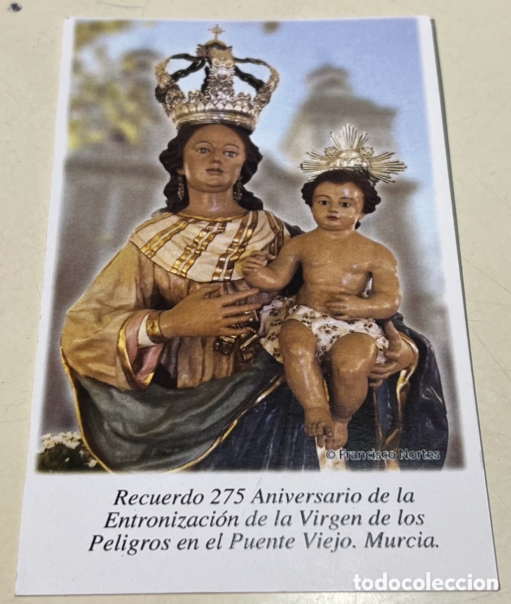 Postales: Estampa Religiosa. Virgen de los Peligros en el Puente Viejo. Murcia. 2023.