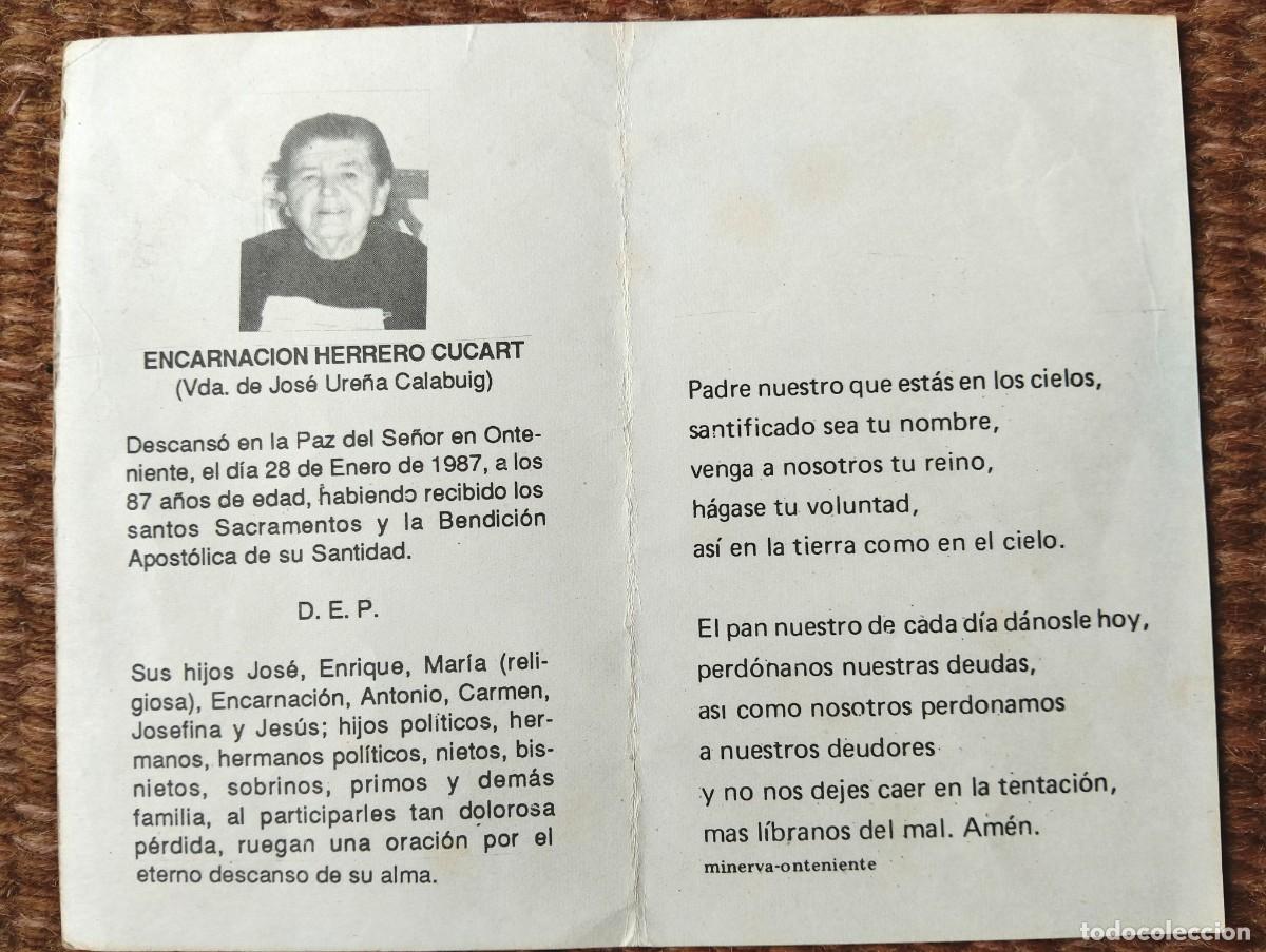 Postkarten: onteniente - ESQUELA - RECUERDO DE SE&Ntilde;OR FALLECIDA EN 1987