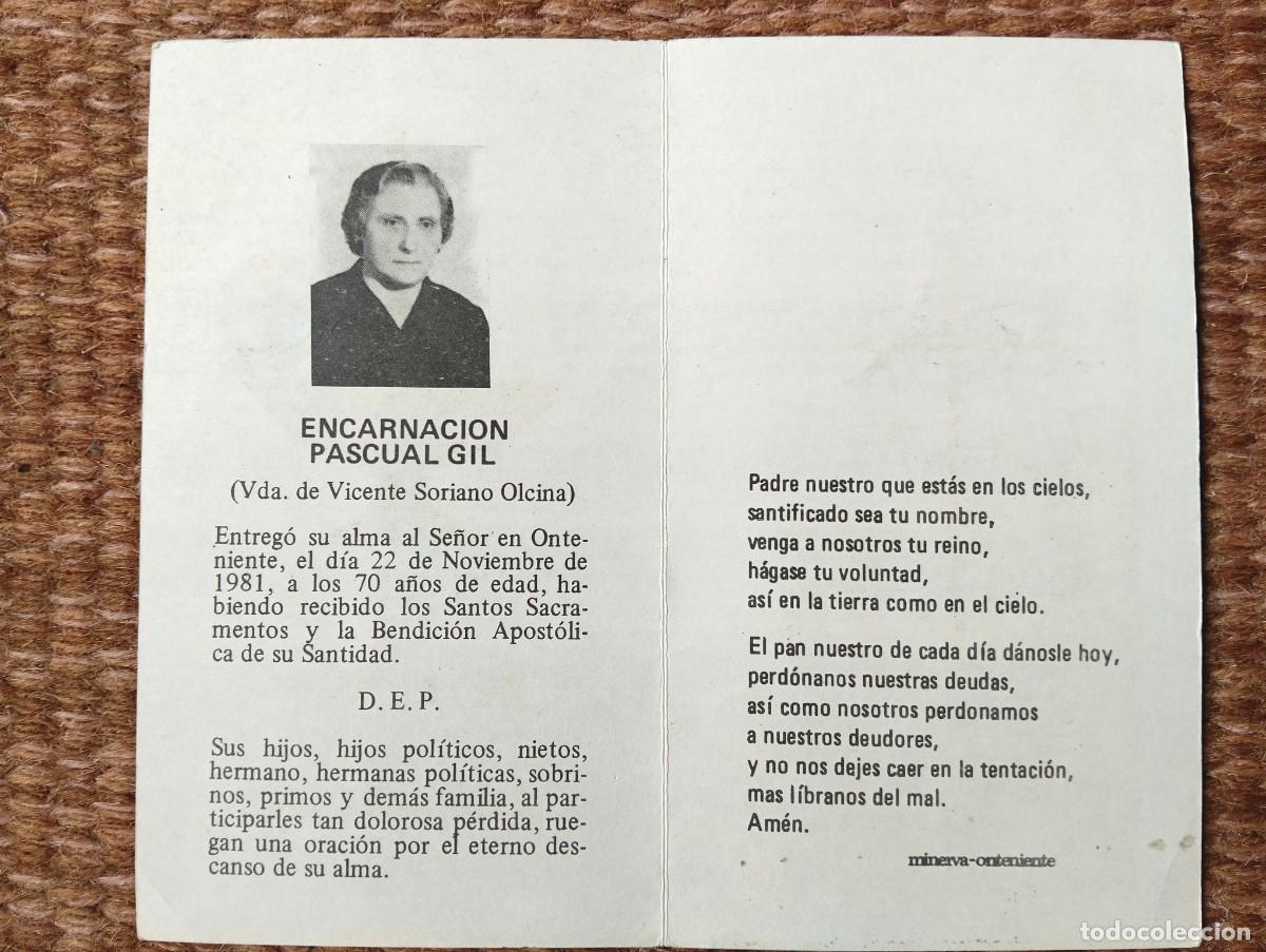 Postkarten: onteniente - ESQUELA - RECUERDO DE SE&Ntilde;ORA FALLECIDA EN 1981