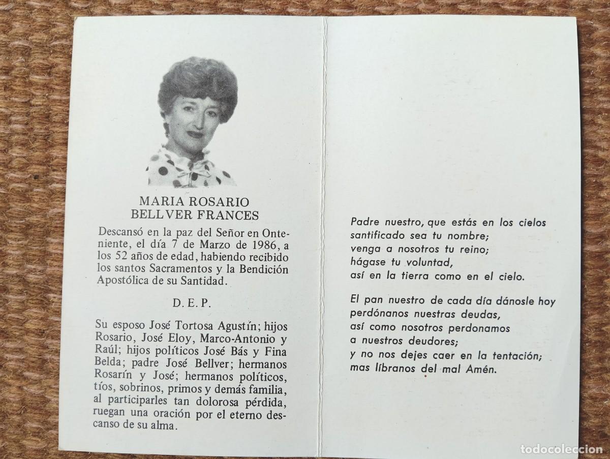 Postkarten: onteniente - ESQUELA - RECUERDO DE SE&Ntilde;ORA FALLECIDO EN 1986