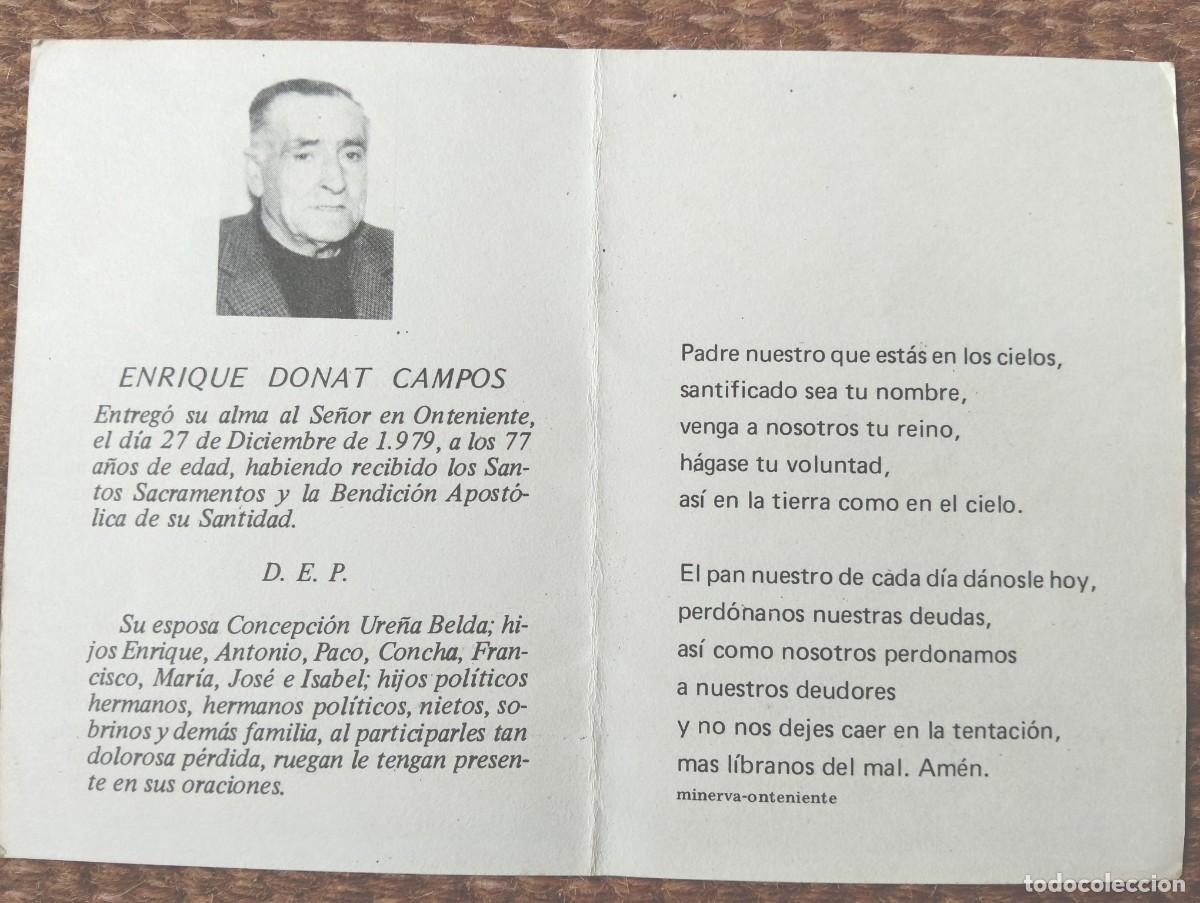 Postkarten: onteniente - ESQUELA - RECUERDO DE SE&Ntilde;OR FALLECIDO EN 1979