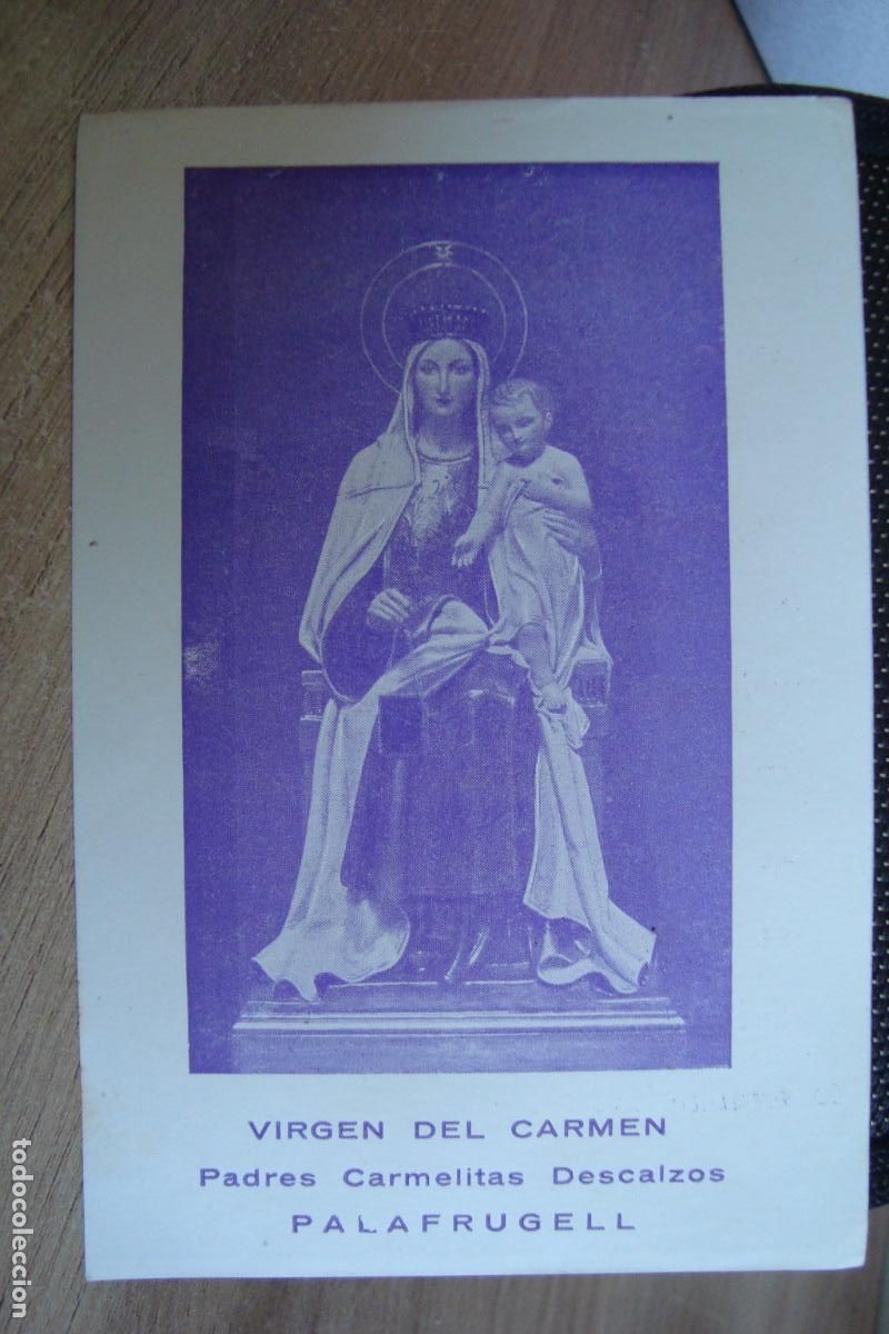 Postales: ANTIGUA ESTAMPA RELIGIOSA ENTREGA ESCAPULARIO. VIRGEN DEL CARMEN PALAFRUGELL GIRONA