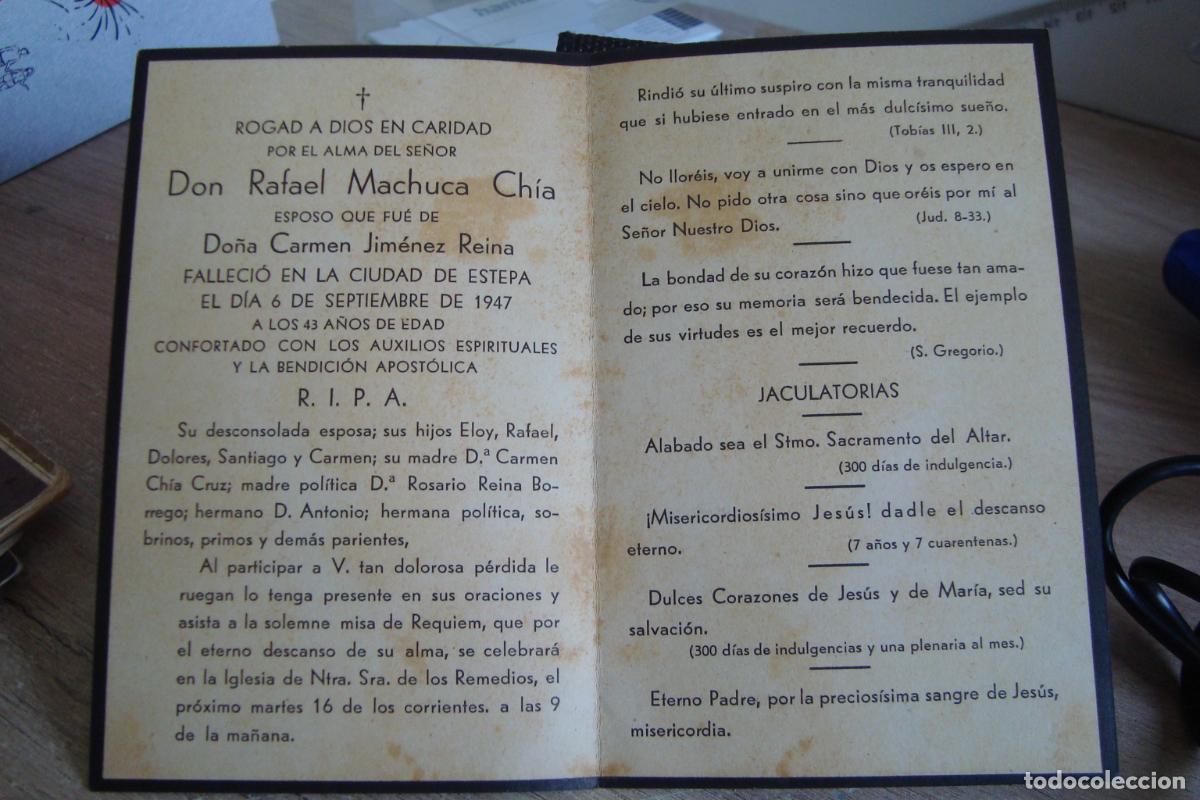 Postales: RECUERDO FUNERAL D. RAFAEL MACHUCA CHIA. ESTEPA SEVILLA 1947.