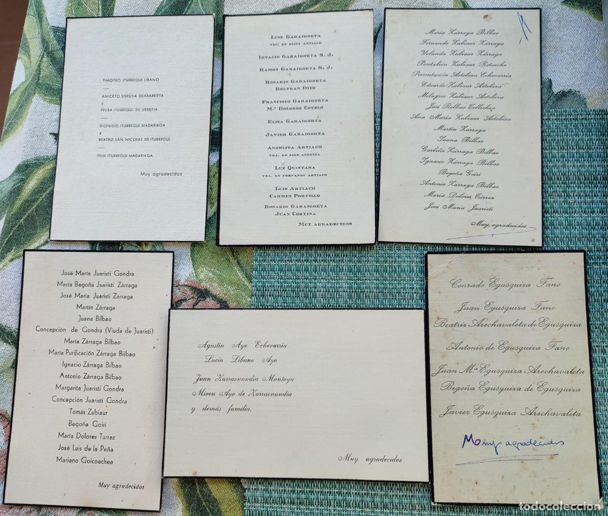 Postales: LOTE 6 TARJETONES DE AGRADECIMIENTO DE FAMILIARES DE DIFUNTO ZONA TXORIERRI-BIZKAIA
