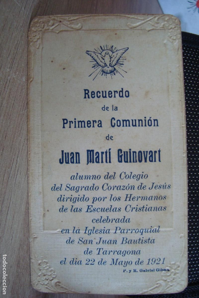 Postales: RECUERDO PRIMERA COMUNION JUAN MARTI GUINOVART. TARRAGONA 1921