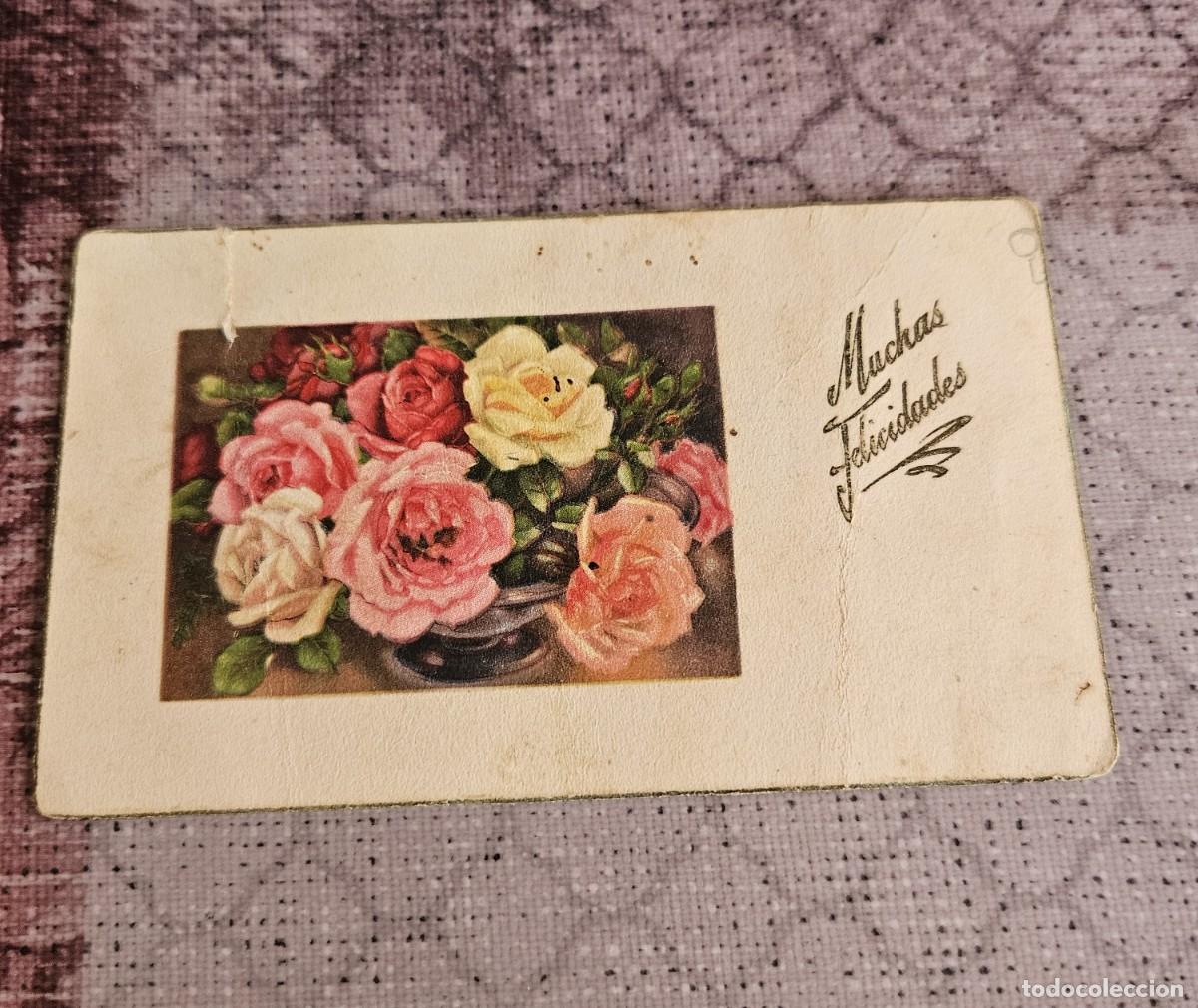 Postales: Antigua Tarjeta Peque&ntilde;a De Felicitaci&oacute;n Parte Trasera Escrita, B&eacute;tera Septiembre De 1944.