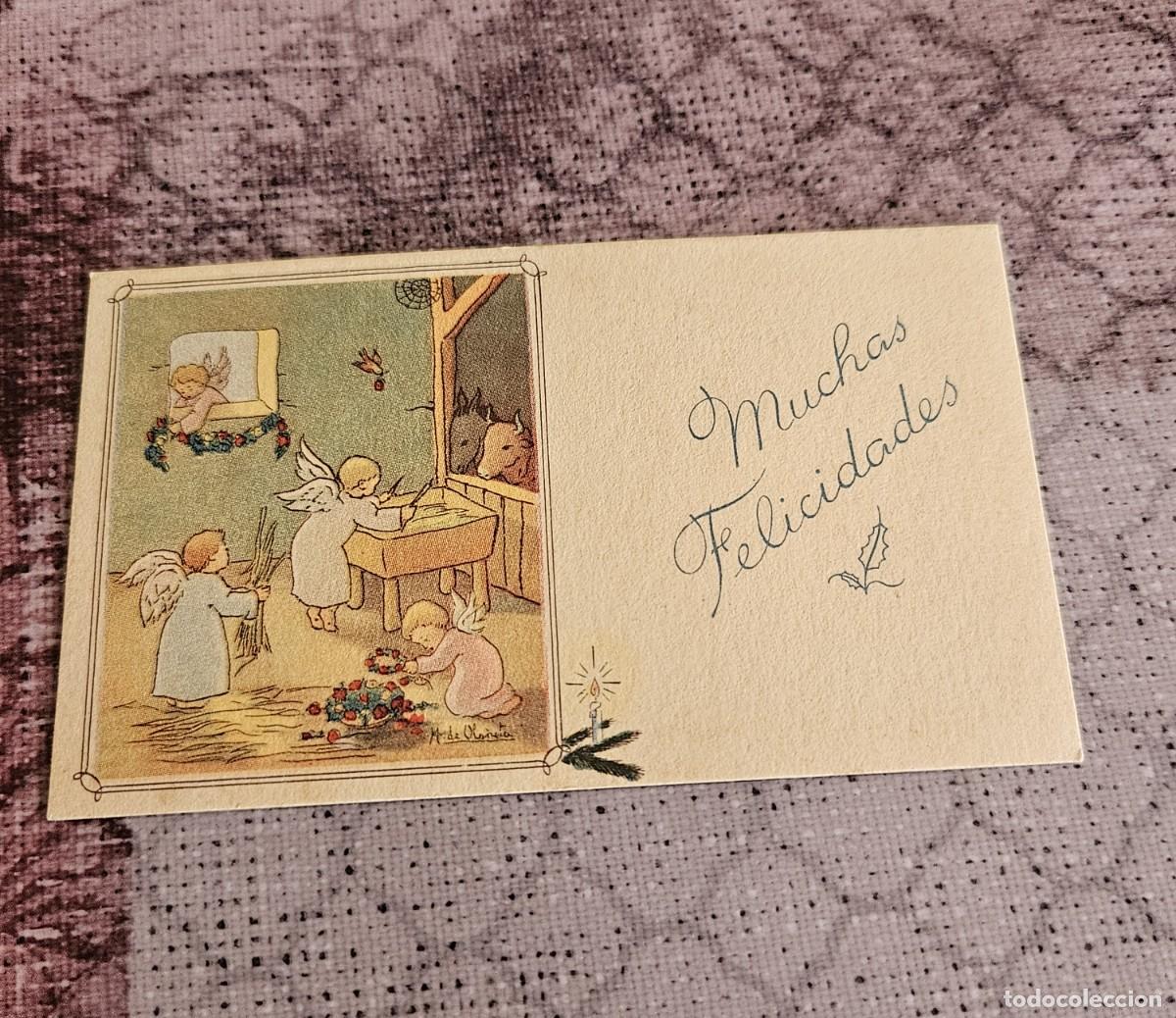 Postales: Antigua Tarjeta Peque&ntilde;a De Felicitaci&oacute;n Parte Trasera Escrita, B&eacute;tera Diciembre De 1945.