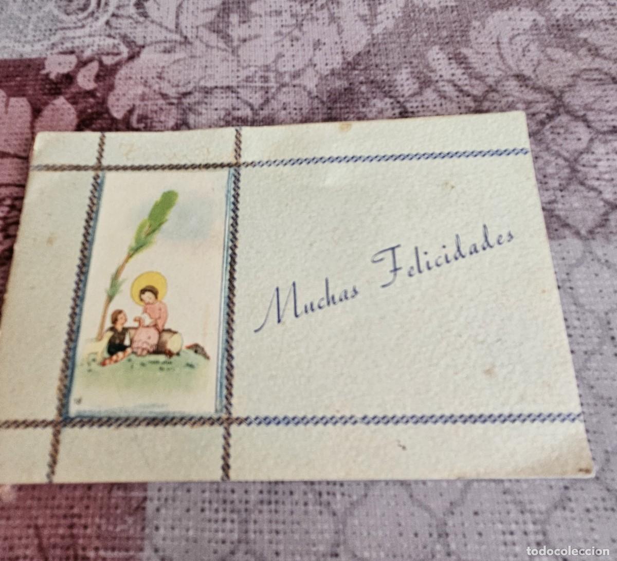Postales: Antigua Tarjeta Peque&ntilde;a D&iacute;ptica Navide&ntilde;a Muchas Felicidades Escrita, B&eacute;tera Diciembre 1944.
