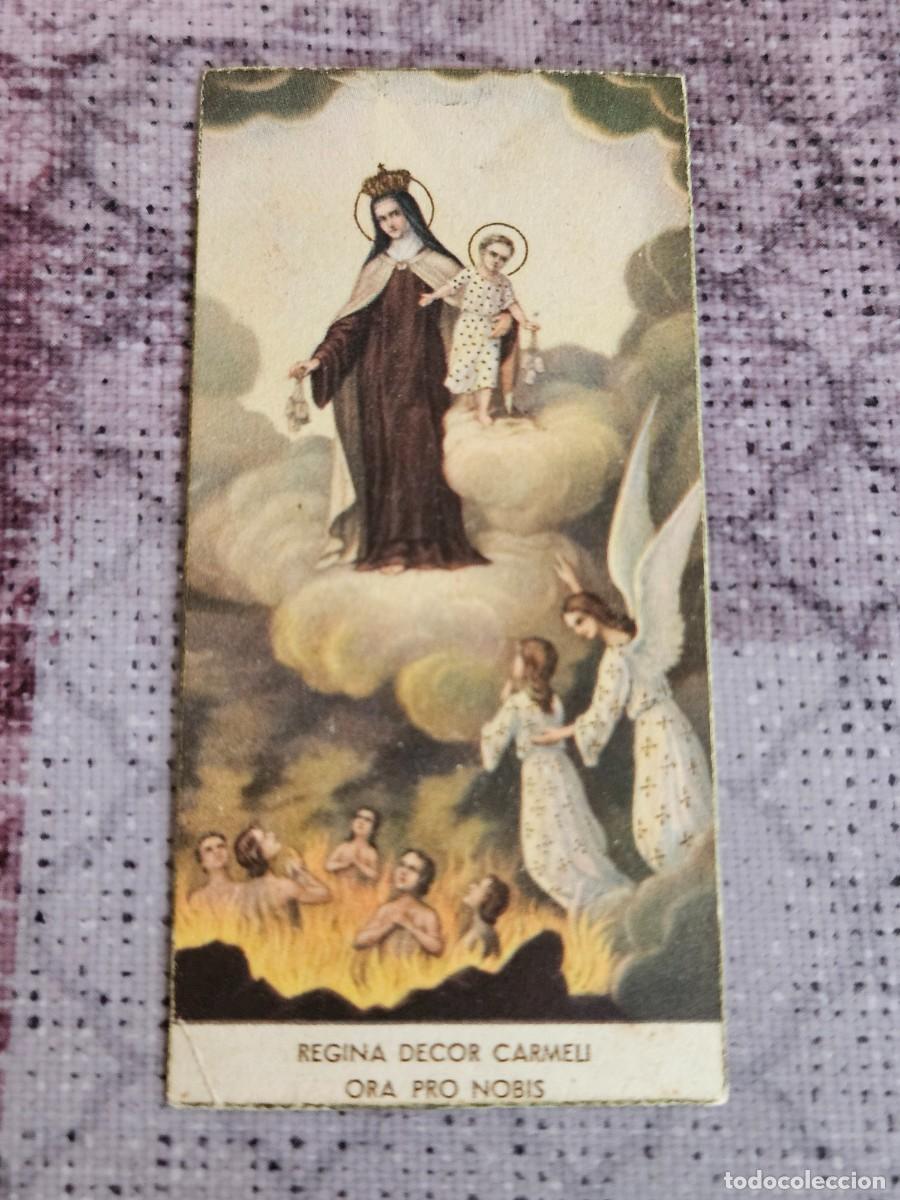 Postales: Antigua/ Peque&ntilde;a Estampa Religiosa La Virgen Del Carmen, Regina Decor Carmeli. Ora Pro Nobis.1934